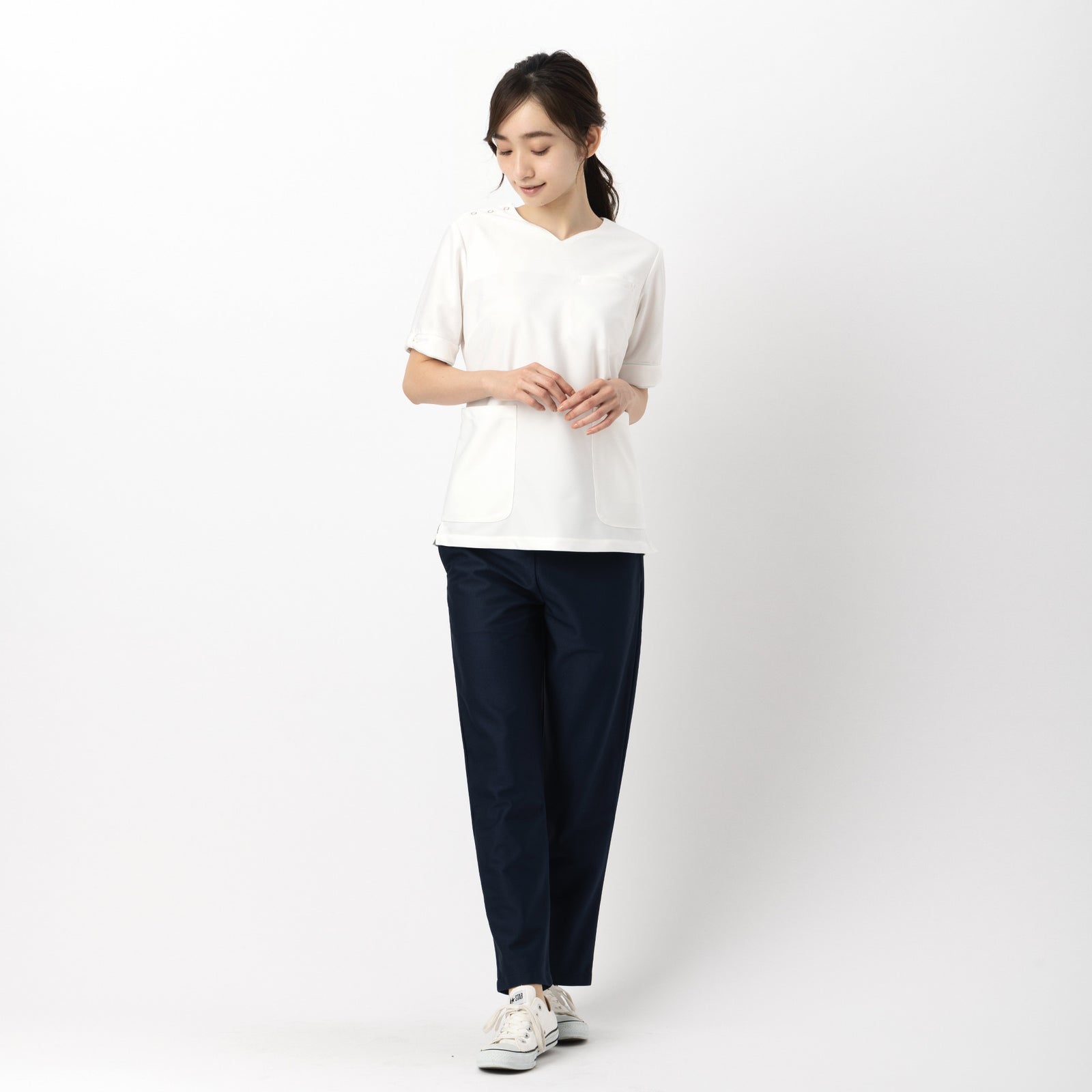 ふるさと納税 服 女 東京都 台東区 レピウスの白衣 レディースボトムス スクラブパンツ リンクル (カラー：ネイビー、サイズ：L) カラー：ネイビー、サイズ：L レピウスの白衣 【レディースボトムス】スクラブパンツ リンクル